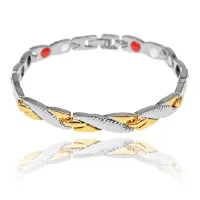 Магнитный браслет, 20,5см, цвет серебряно-золотой BSM022-2