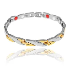 Магнитный браслет, 20,5см, цвет серебряно-золотой BSM022-2