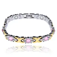 Металлический браслет (не магнитный) со стразами, 20,5см BSM025