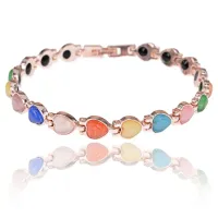 Металлический браслет (не магнитный) Сердце с кошачьим глазом, 20см BSM026