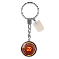 Брелок из нержавеющей стали Рак с синтетическим камнем Лунный камень BKM-004