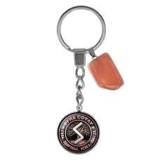 Брелок из нержавеющей стали Соулу с натуральным камнем Сердолик BKM-013