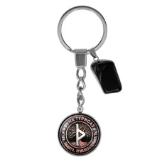 Брелок из нержавеющей стали Турисаз с натуральным камнем Черный агат BKM-021