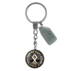 Брелок из нержавеющей стали Одал с натуральным камнем Нефрит BKM-024