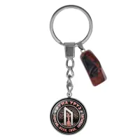 Брелок из нержавеющей стали Уруз с натуральным камнем Красная яшма BKM-025