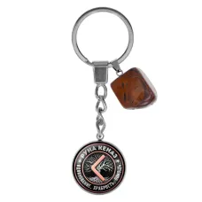 Брелок из нержавеющей стали Кеназ с натуральным камнем Тигровый глаз BKM-031