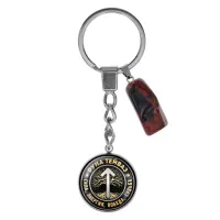 Брелок из нержавеющей стали Тейваз с натуральным камнем Красная яшма BKM-032