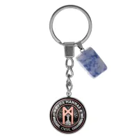 Брелок из нержавеющей стали Манназ с натуральным камнем Содалит BKM-035