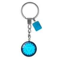 Брелок из нержавеющей стали Вишуддха чакра с синтетическим камнем Бирюза BKM-040