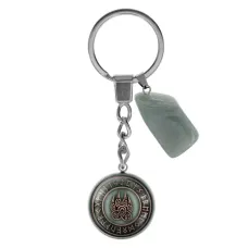Брелок из нержавеющей стали Волчья лапа с натуральным камнем Нефрит BKM-057