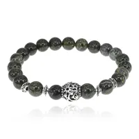 Браслет Ночное небо с нат.камнем Змеевик 8мм BSH-13-03