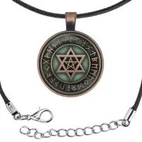Кулон-амулет со шнурком Звезда Давида и пентаграмма ALK834
