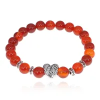 Браслет Сердце с нат.камнем Сердолик 8мм BSH-13-16