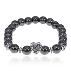 Браслет Love с синтетическим камнем Гематит (не магнит.) 8мм BSH-13-18