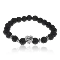 Браслет Love с нат.камнем Лава 8мм BSH-13-21