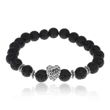 Браслет Love с нат.камнем Лава 8мм BSH-13-21