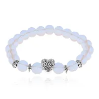 Браслет Love с синт.камнем Лунный камень 8мм BSH-13-22