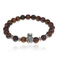 Браслет Царь зверей с нат.камнем Тигровый глаз 8мм BSH-13-28
