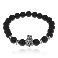 Браслет Царь зверей с синтетическим камнем Шунгит 8мм BSH-13-30