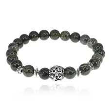 Браслет Ночное небо с нат.камнем Змеевик 8мм BSHE-13-03