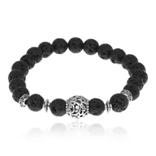 Браслет Ночное небо с нат.камнем Лава 8мм BSHE-13-05