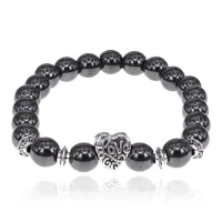 Браслет Love с синтетическим камнем Гематит (не магнит.) 8мм BSHE-13-18