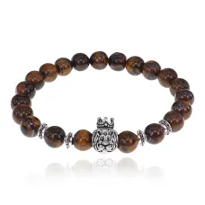Браслет Царь зверей с нат.камнем Тигровый глаз 8мм BSHE-13-28