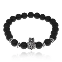 Браслет Царь зверей с синт.камнем Шунгит 8мм BSHE-13-30