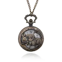 Открывающиеся часы - кулон с цепочкой Восточный гороскоп, Кролик WA113-03