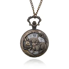 Открывающиеся часы - кулон с цепочкой Восточный гороскоп, Кролик WA113-03