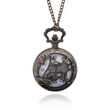 Открывающиеся часы - кулон с цепочкой Восточный гороскоп, Собака WA113-06