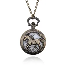 Открывающиеся часы - кулон с цепочкой Восточный гороскоп, Лошадь WA113-11