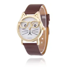 Часы наручные Кот в очках, d.4,5см, цвет коричневый WA115