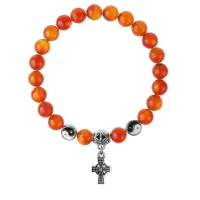 Браслет Крест (мудрость, гармония, процветание), Сердолик 8мм BSP1-01-3004