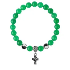 Браслет Крест (мудрость, гармония, процветание), Нефрит 8мм BSP1-02-3004