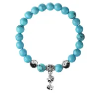Браслет Кошка (гармония, покой, уют), Бирюза 8мм BSP1-06-3010