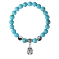 Браслет Фараон (благополучие, процветание), Бирюза 8мм BSP1-06-3015