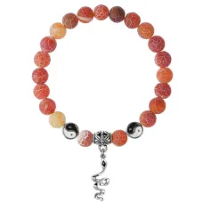 Браслет Змея (мудрость, здоровье, долголетие), Африканский агат 8мм BSP1-07-3017