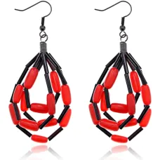 Серьги Капля с бисером UD145