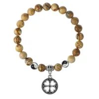 Браслет Клевер (удача, везение), Песочная яшма 8мм BSP1-09-3003