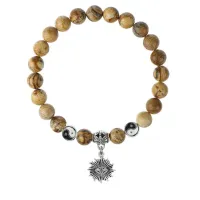 Браслет Глаз (от сглаза и порчи), Песочная яшма 8мм BSP1-09-3018