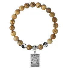 Браслет Таро - Колесо Фортуны, Песочная яшма 8мм BSP1-09-3020