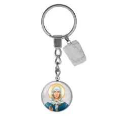 Брелок из нержавеющей стали Ксения Петербургская с натуральным камнем Кахолонг BKM-074