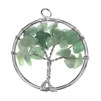 Кулон Дерево жизни d.3см с нат.камнем Нефрит BJK203-06