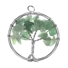 Кулон Дерево жизни d.3см с нат.камнем Нефрит BJK203-06