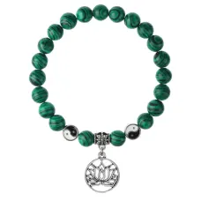 Браслет Лотос (гармония и развитие), Малахит 8мм BSP1-10-3013