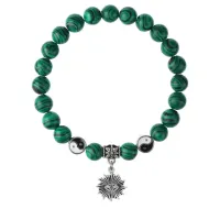 Браслет Глаз (от сглаза и порчи), Малахит 8мм BSP1-10-3018
