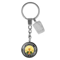 Брелок из нержавеющей стали Матрона Московская с натуральным камнем Кахолонг BKM-080