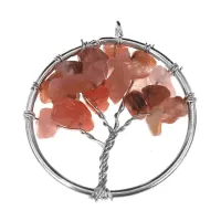 Кулон Дерево жизни d.3см с нат.камнем Сердолик BJK203-09