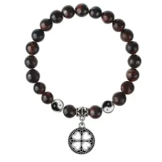 Браслет Клевер (удача, везение), Бычий глаз 8мм BSP1-11-3003